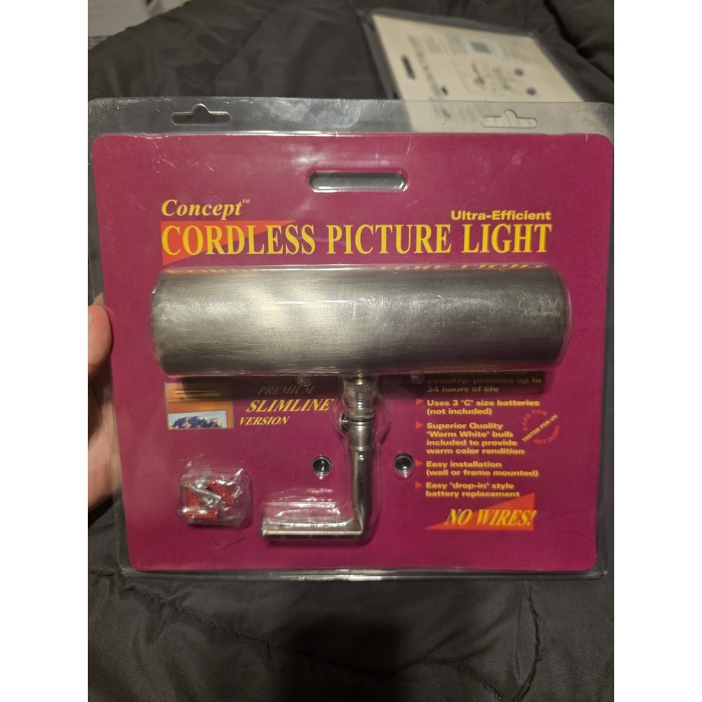 Concept Cordless Picture‎ Light Satin Nickel Slimline New Sealed No Wires